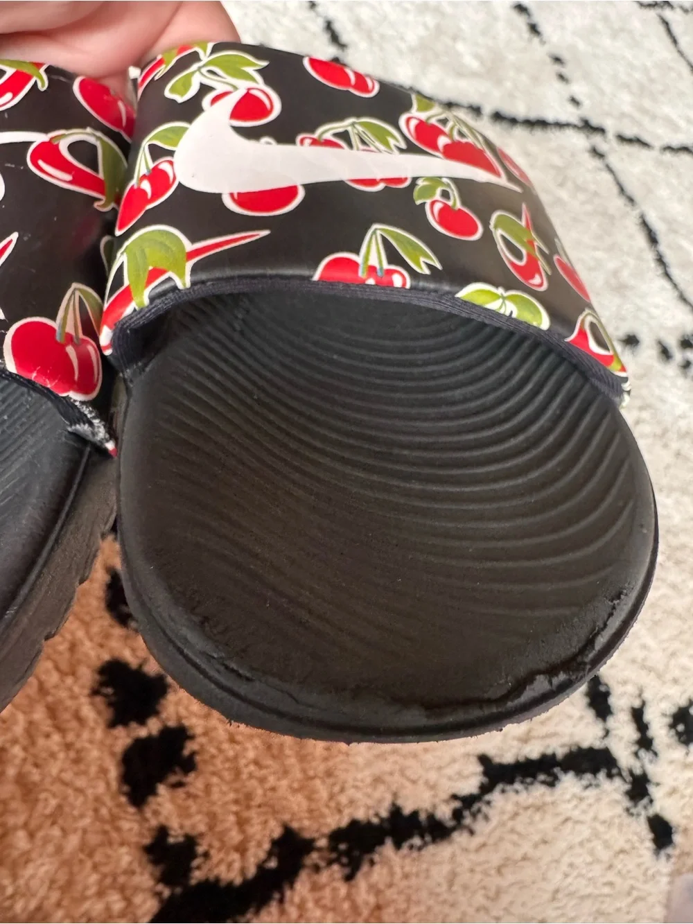 Nike Black Cherry Print Slide Sandals